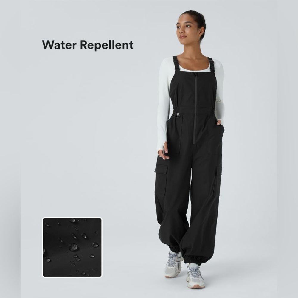 HALARA Black Water-Repellent Cargo Jumpsuit